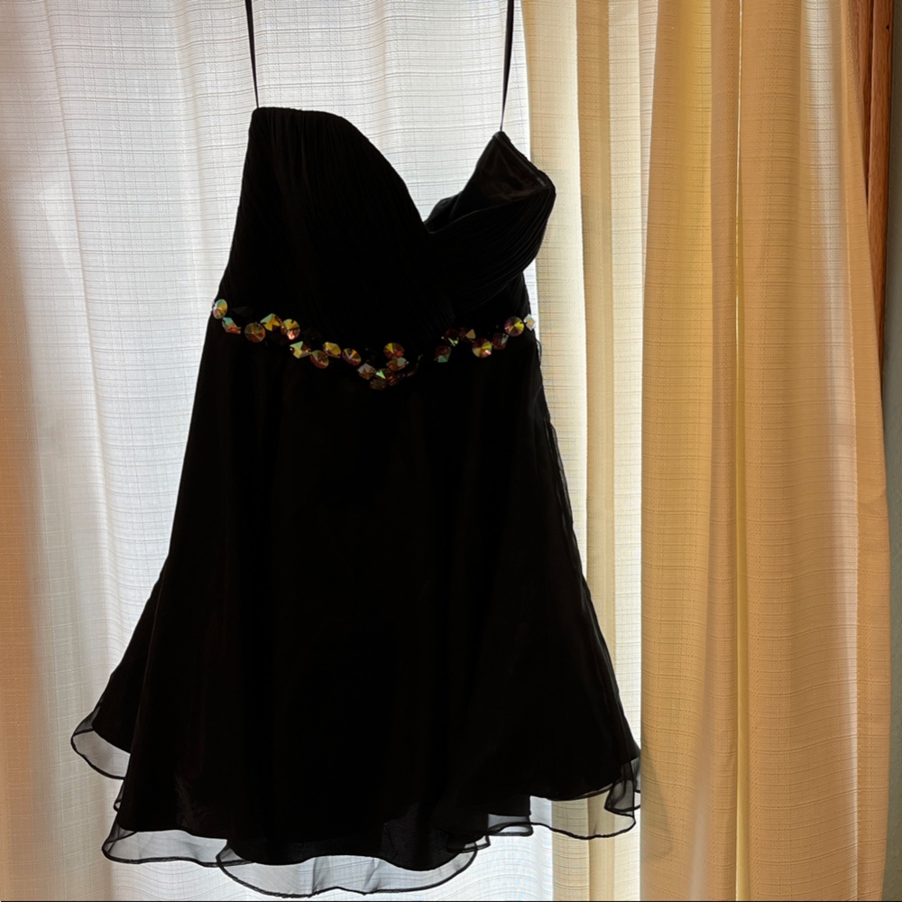 Alyce Paris Black Dress with Colorful Embellishments